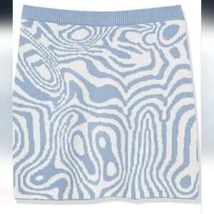XL The Drop Womens Ami Fitted Jaquard Mini Sweater Knit Skirt Blue White Pull On